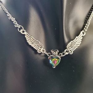 Mystic Topaz Wing and Crown Necklace